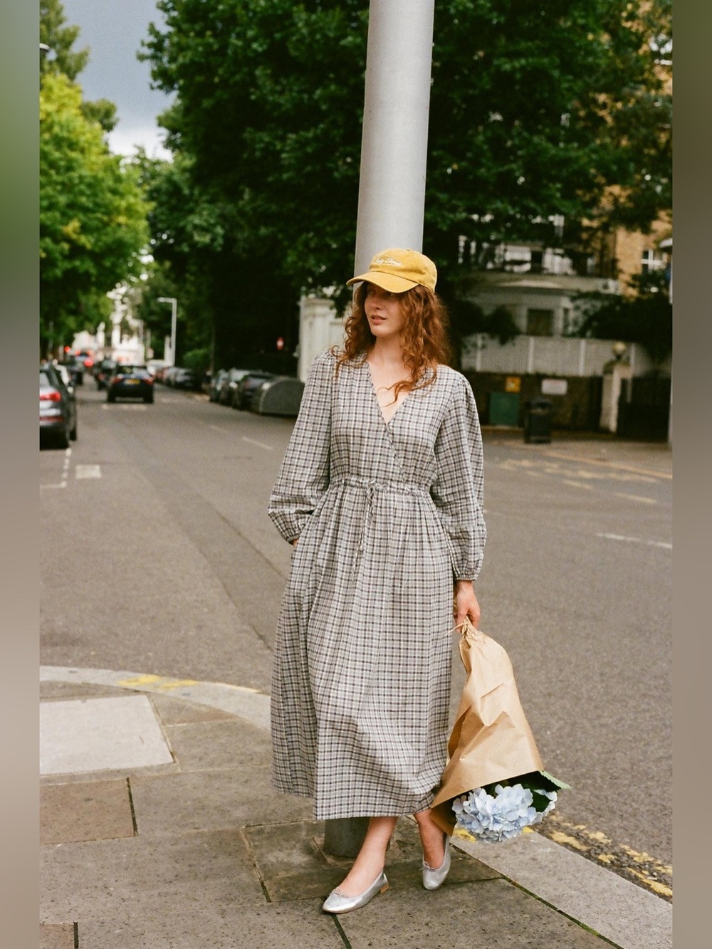 Christy Dawn Saunders Dress in Slate Gingham